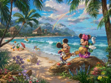 Mickey and Minnie in Hawaii TK Disney Peinture à l'huile